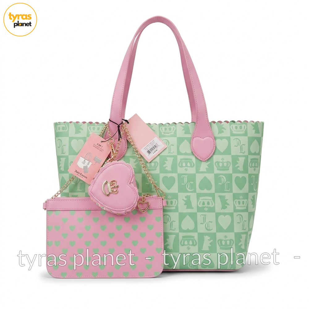 New Release Juicy Couture Retro Green Sweet Break Time 2-in-1 Tote & Wristlet